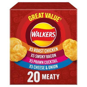 Walkers Meaty Variety Multipack Crisps Box 20 x 25g