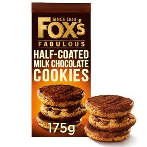 Fox's Fabulous Half-Coated Milk Chocolate Biscuits Cookies 175g